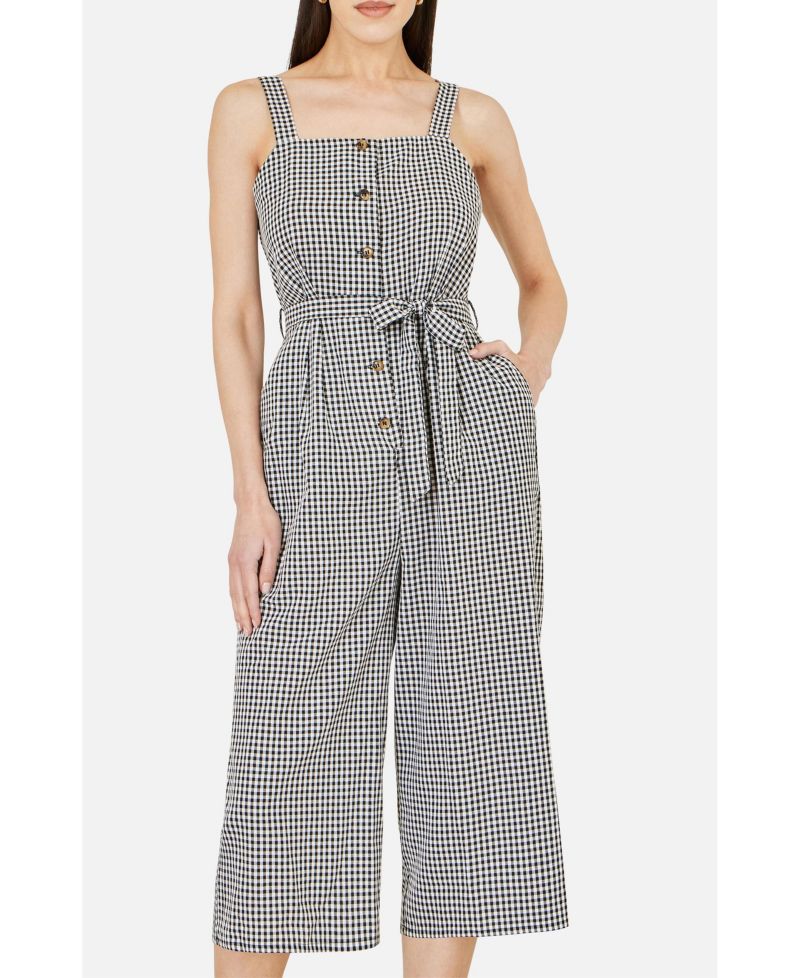 Women's Gingham Button Through Jumpsuit