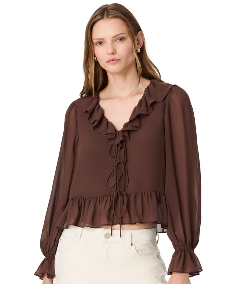 Women's Marina Long-Sleeve V-Neck Tie-Front Blouse