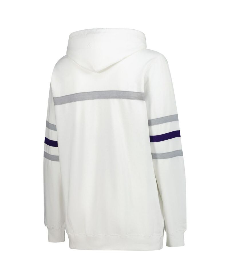 Women's White Baltimore Ravens Plus Size Head Coach Throwback Pullover Hoodie
