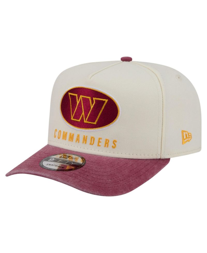 Men's Cream/Burgundy Washington Commanders Washed A-Frame 9FIFTY Snapback Hat