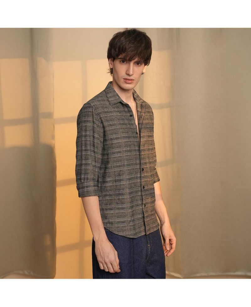 Men's Olive Brown Tartan Plaid Shirt
