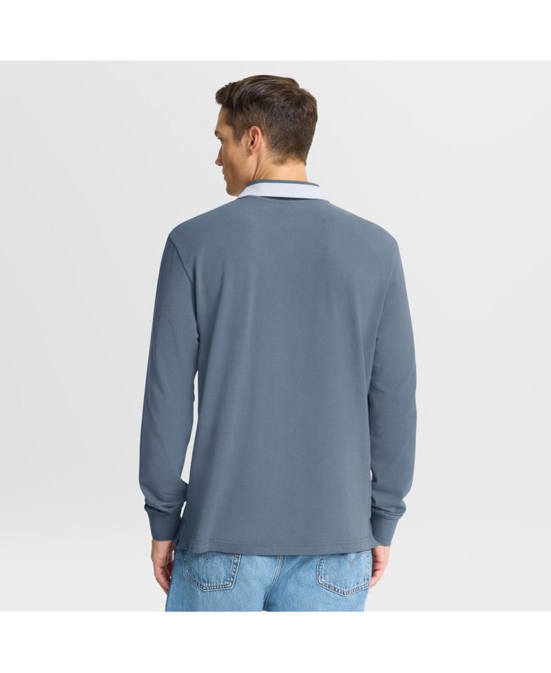 Men's Blue Milano Cortina 2026 Winter Olympics Tipped Long Sleeve Polo Shirt