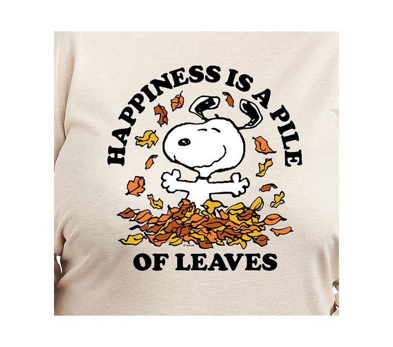 Plus Size Peanuts Fall Leaves Graphic Pullover T-shirt