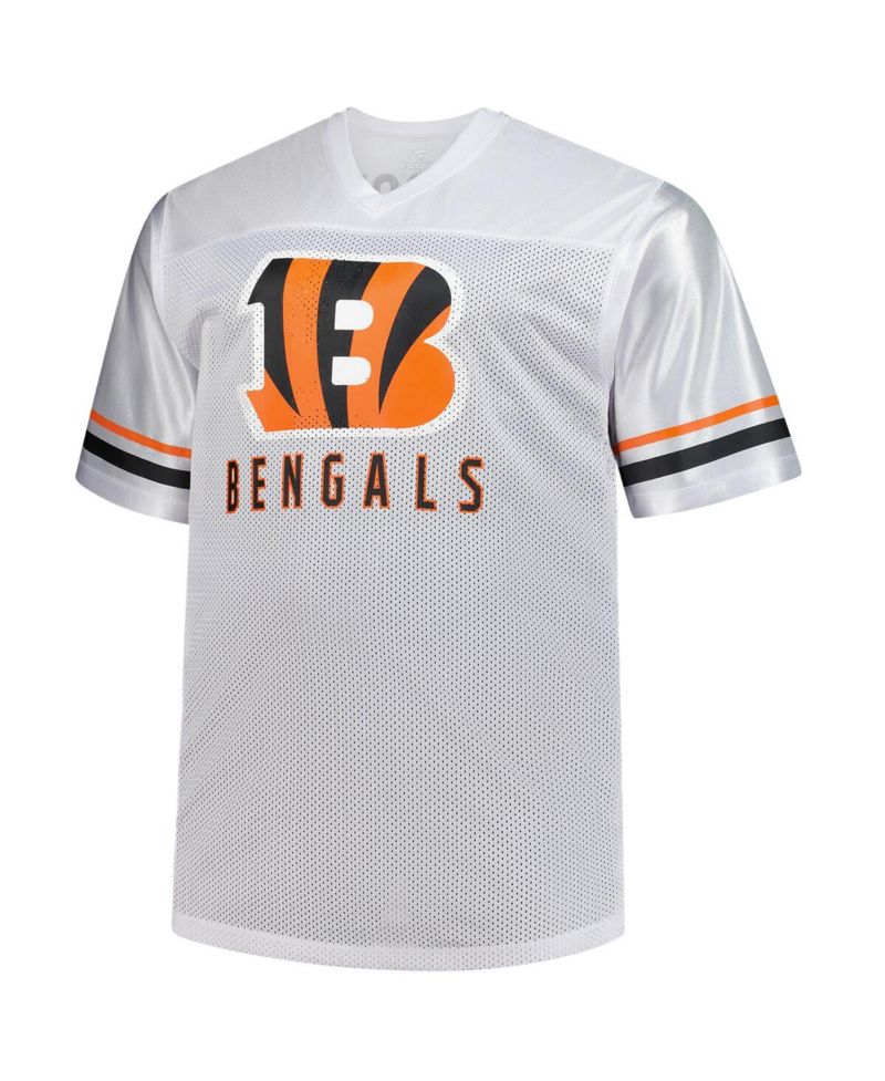 Men's Joe Burrow White Cincinnati Bengals Big & Tall V-Neck Fashion Jersey