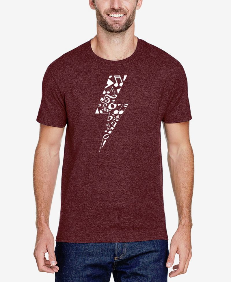 Men's Cotton/Poly Blend Word Art T-shirt - Music Lightning Bolt