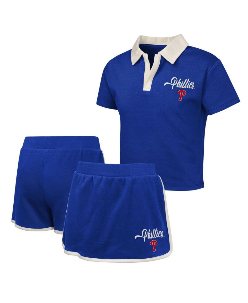 Big Girls 2-Piece Royal Philadelphia Phillies Base Trainer Johnny Polo Shirt and Skort Set