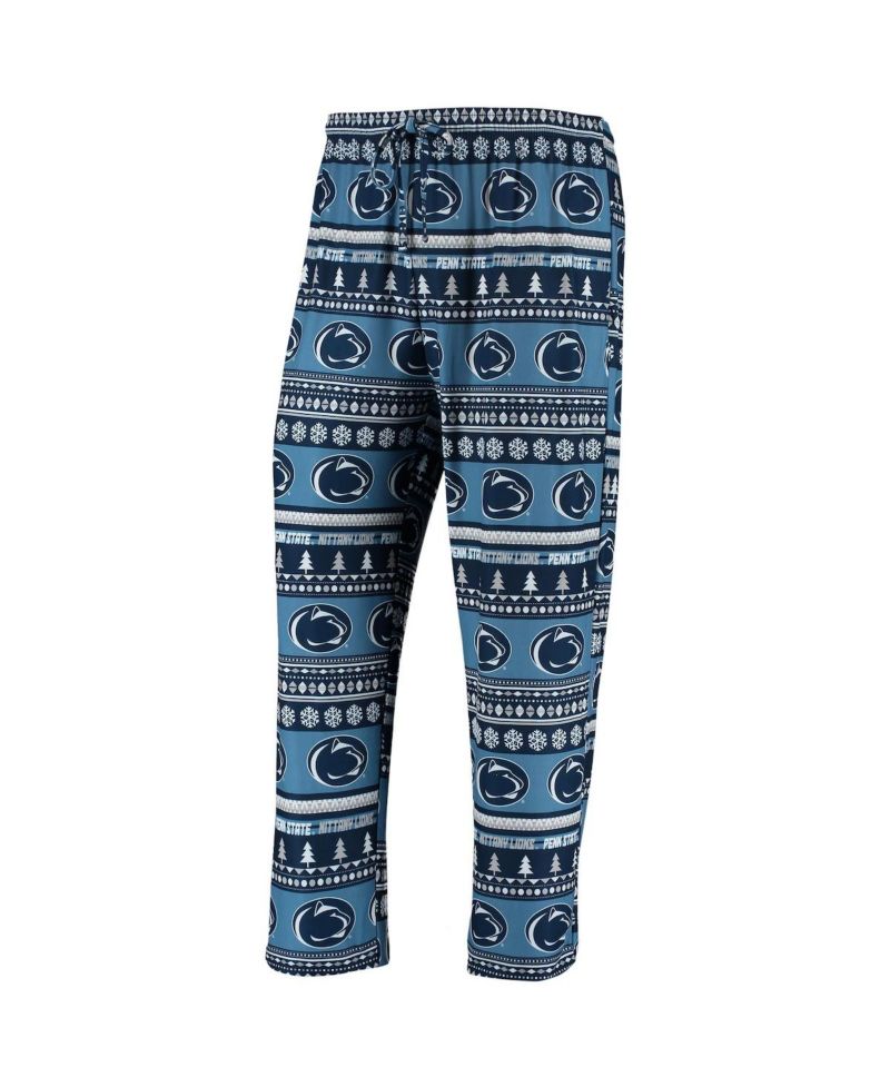 Men's Navy Penn State Nittany Lions Ugly Sweater Knit Long Sleeve Top and Pant Set