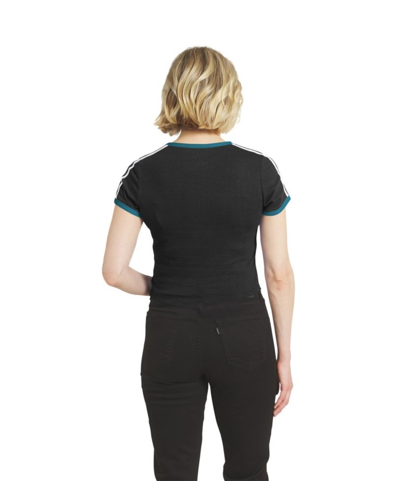 Women's Black Jacksonville Jaguars Cropped Throwback Ringer Baby T-Shirt