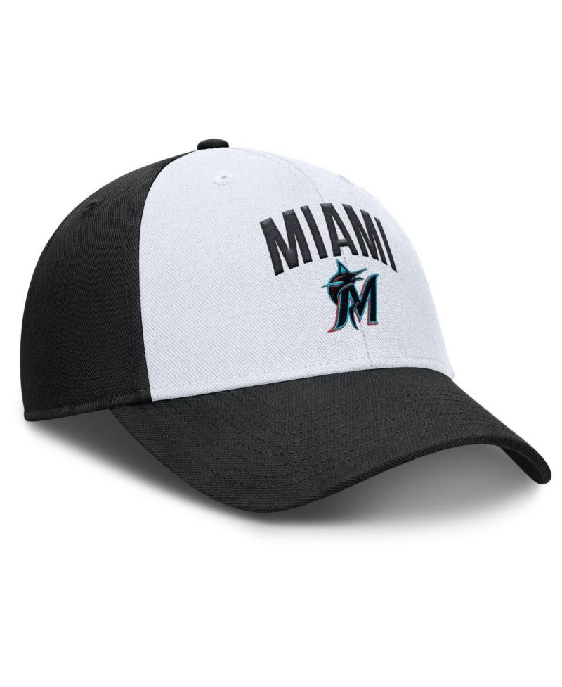 Men's White/Black Miami Marlins Club Performance Adjustable Hat