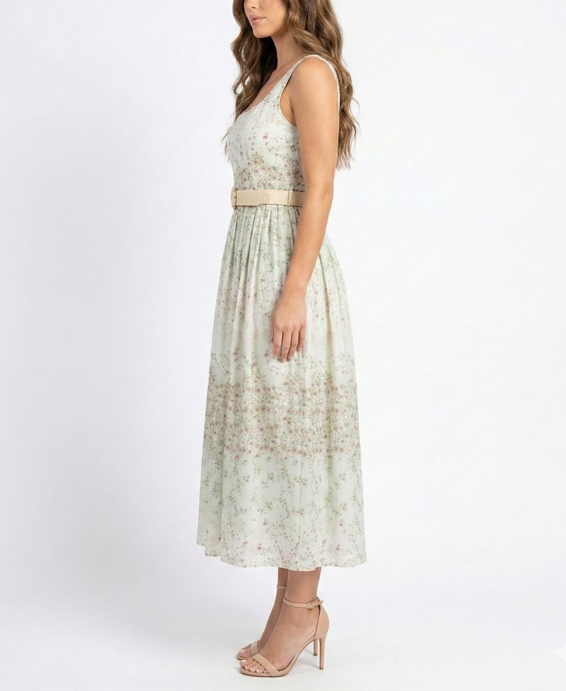 Petite Scoop Neck Belted Dress