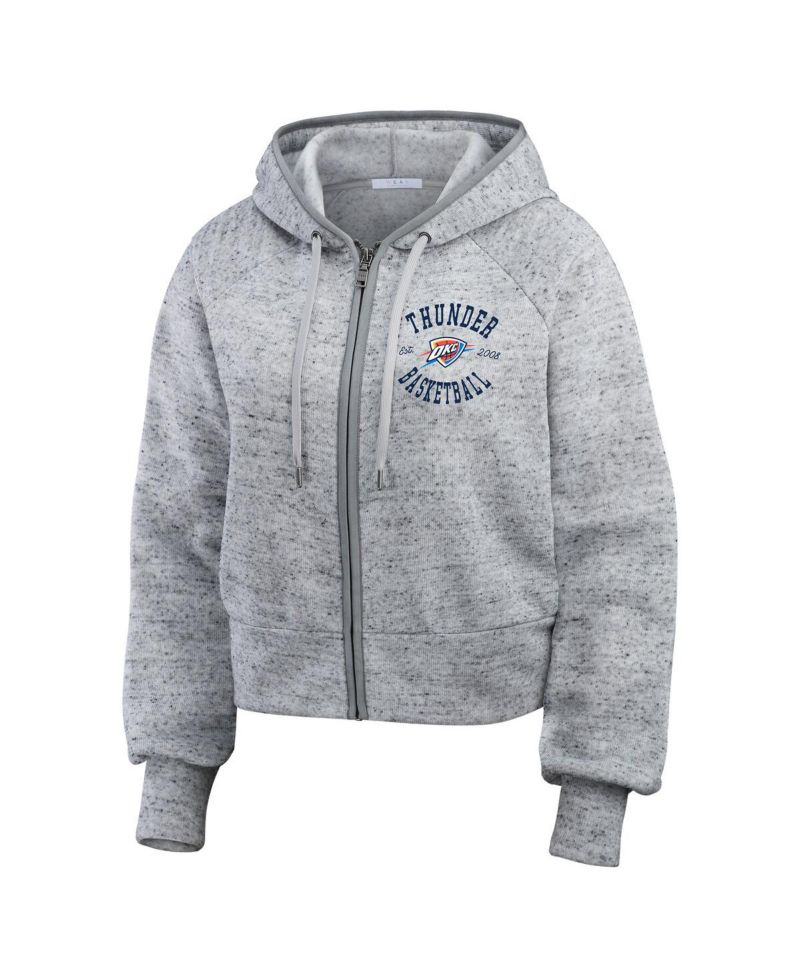 Women's Heather Gray Oklahoma City Thunder Speckled Radiator Full-Zip Hoodie