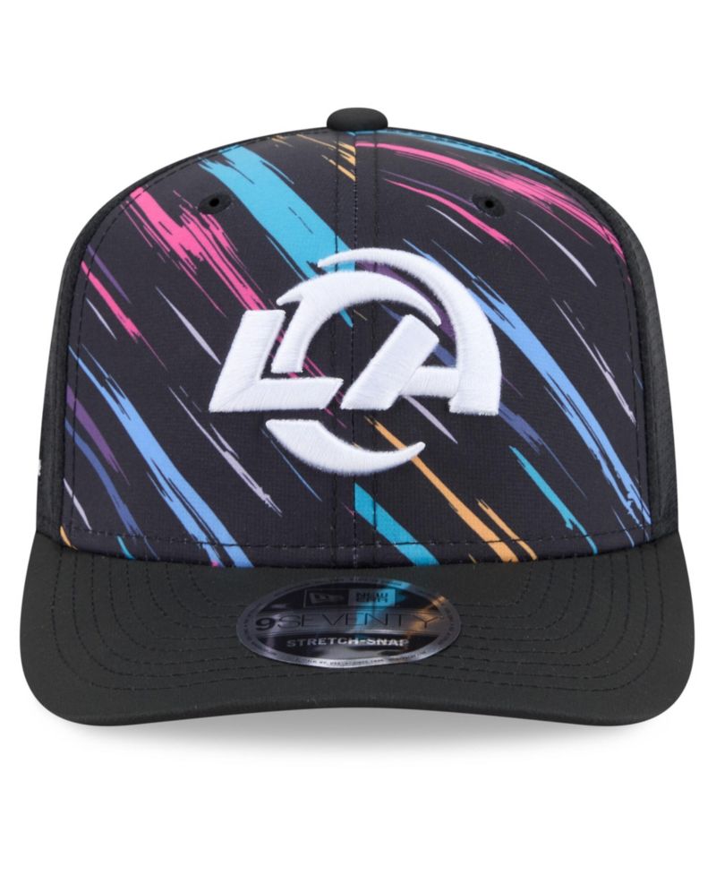 Men's Black Los Angeles Rams 2026 NFL Cruical Catch 9SEVENTY Adjustable Trucker Hat