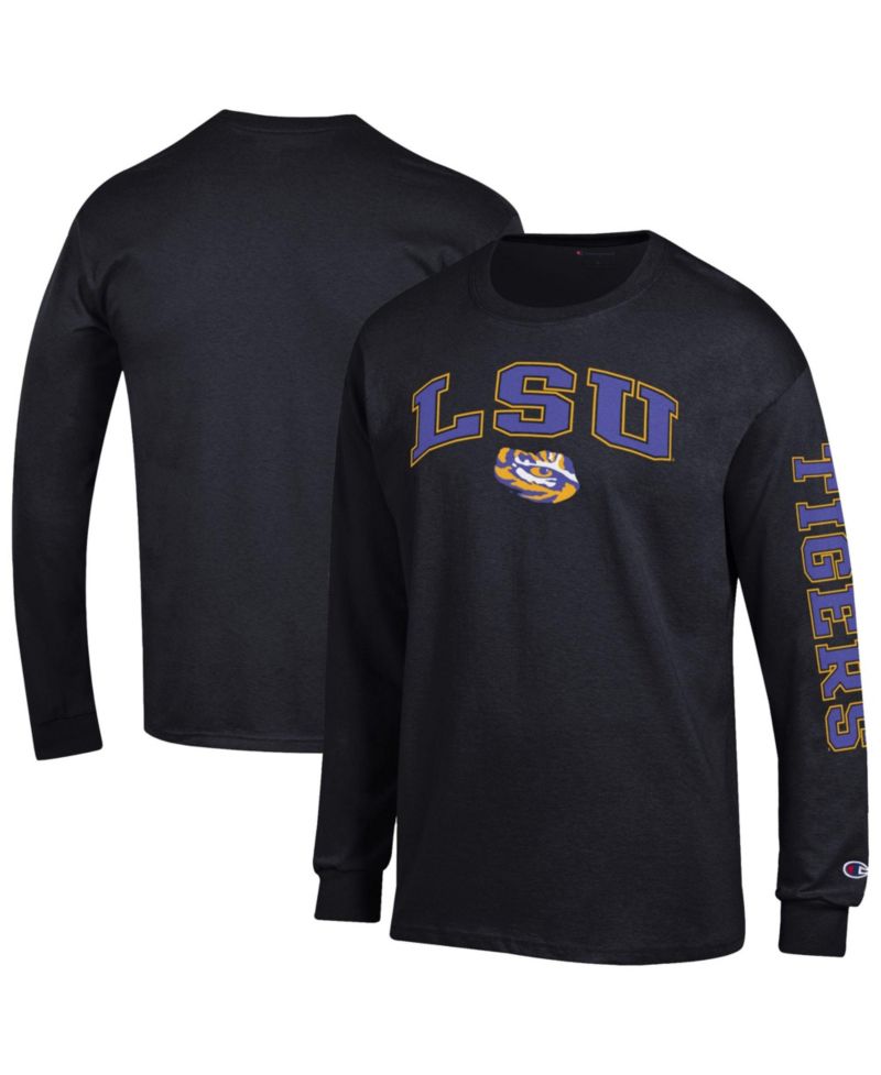 Men's Purple LSU Tigers Arch Over Logo 2-Hit Long Sleeve T-Shirt