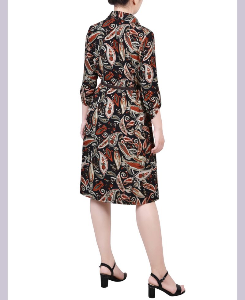 Petite 3/4 Roll Tab Sleeve Shirtdress