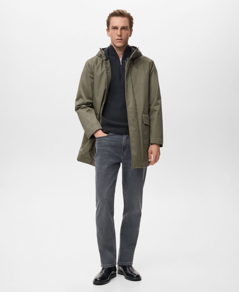 Men's Water-Repellent Hood Quilted Parka