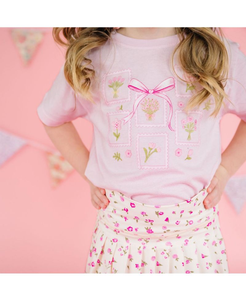 Baby Girls Bouquet Bow Short Sleeve T-Shirt