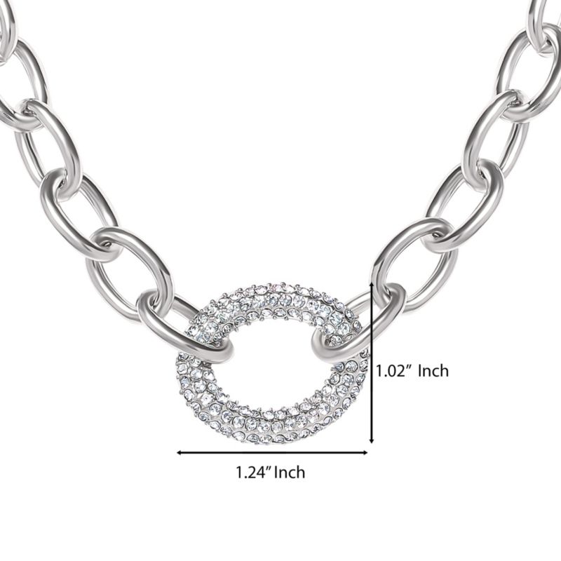-Tone Oval PavÃ© Link Statement Necklace