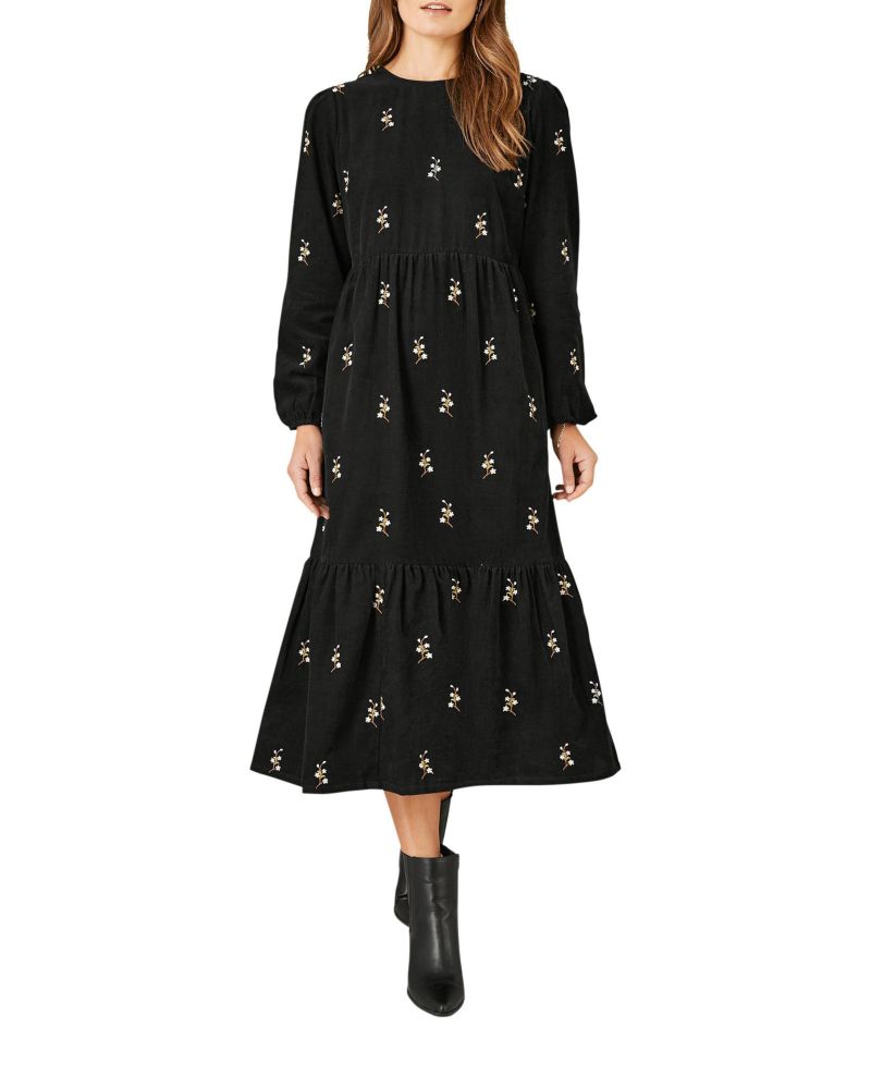 Women's Long Sleeve Midi Floral Dress