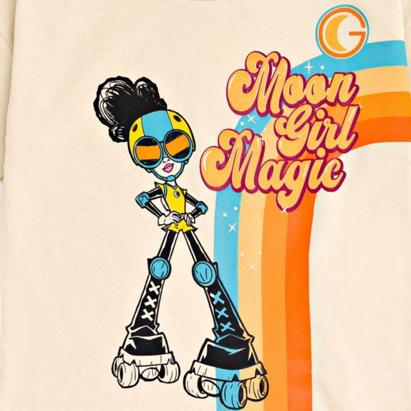 Little Girls Moon Devil Dinosaur Oversized Drop Shoulder T-Shirt and Shorts Outfit Set