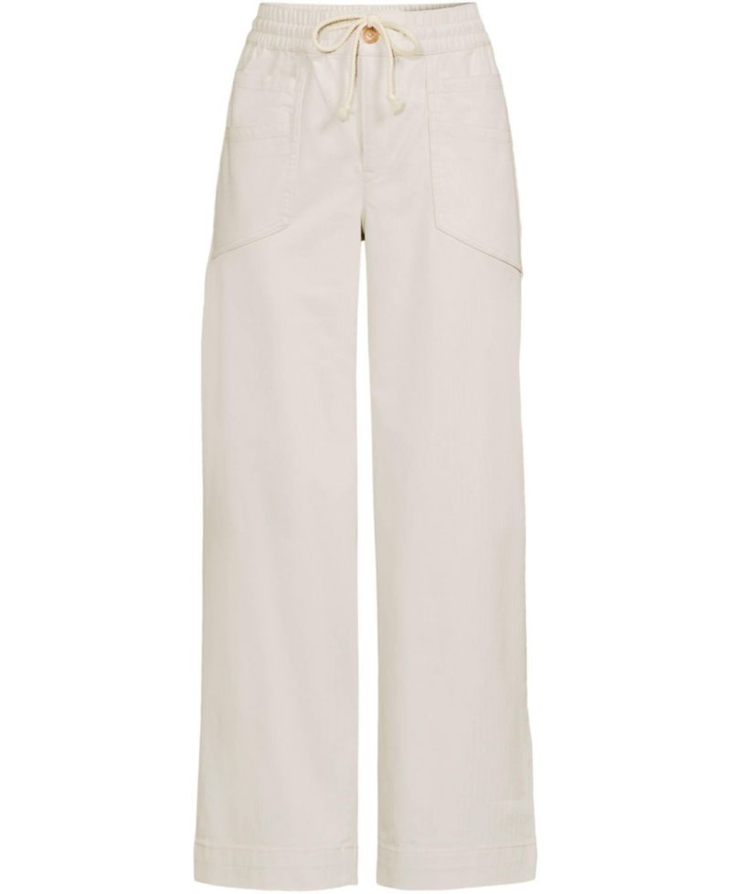Women's Herringbone Chino High Rise Relaxed Straight Drawstring Ankle Pants