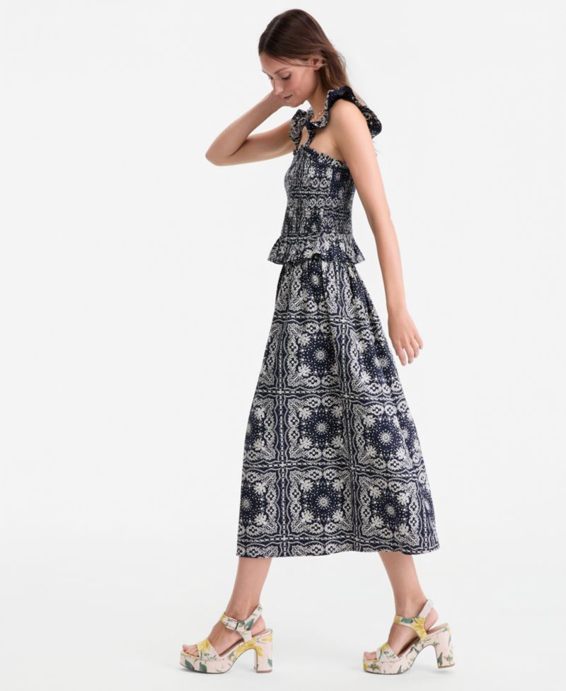 Women's Bandana Cotton Pull-On Midi Skirt