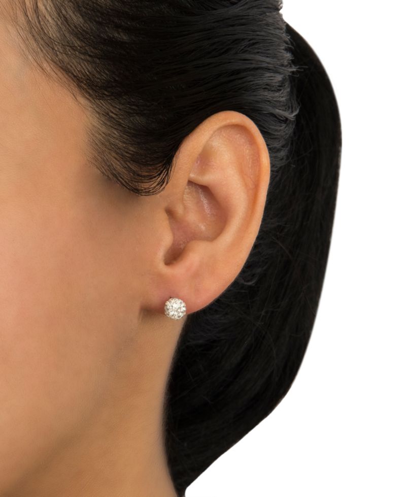 Multicolor Crystal Pav&eacute; Ball Cluster Stud Earrings in Sterling Silver (Also Available in Silver)