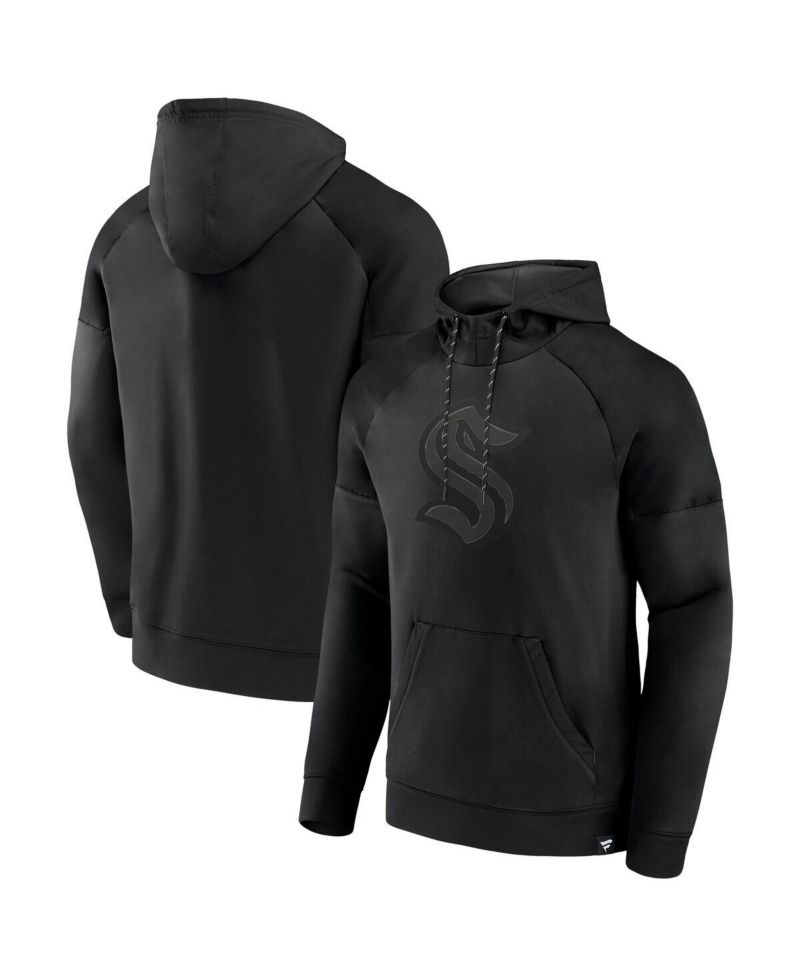 Men's Seattle Kraken Black Ice Defender Raglan Pullover Hoodie