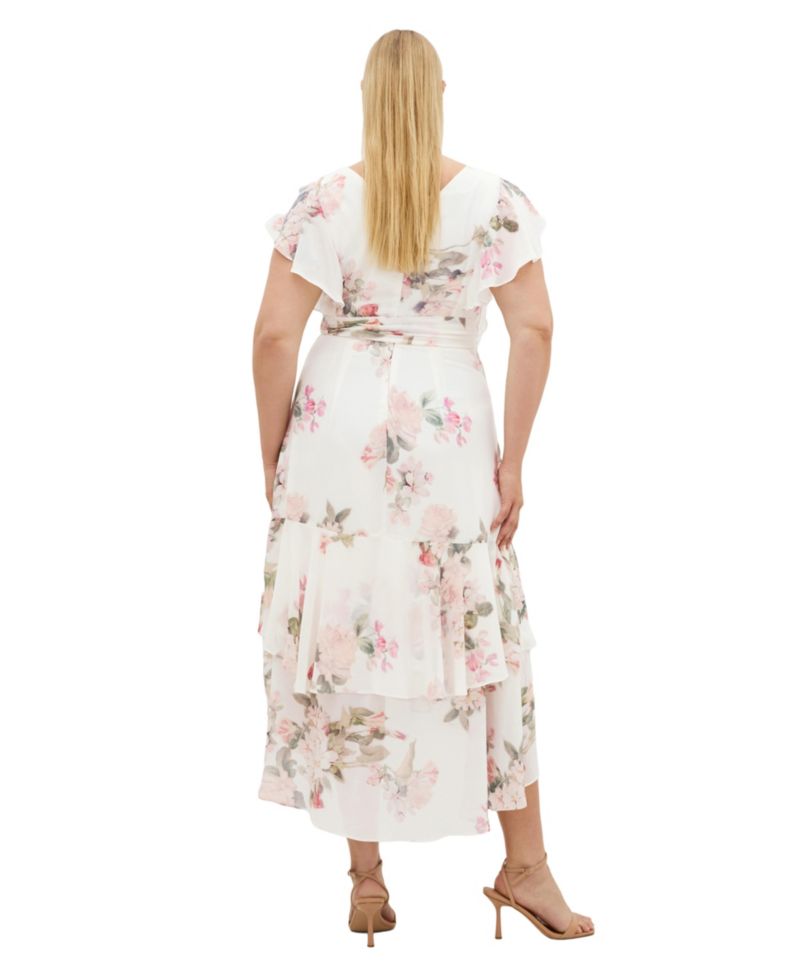 Plus Size Demure V-Neck Floral Maxi Dress