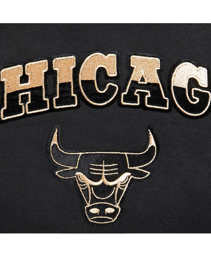 Women's Black Chicago Bulls Glam Cropped Pullover Sweatshirt
