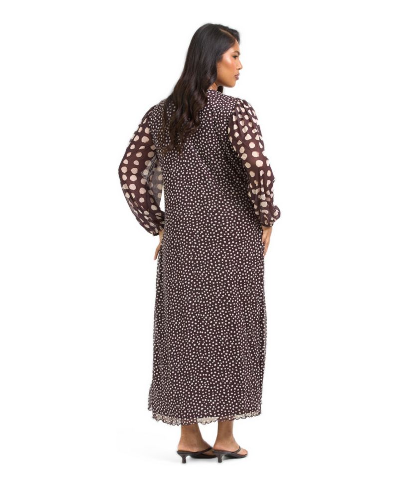 Women's Polka Dot Mesh Midi Dress