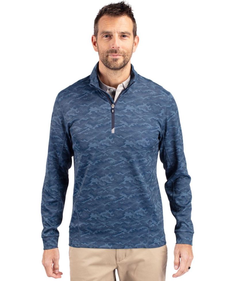 Men's Traverse Camo Print Stretch Quarter Zip Pullover Jacket