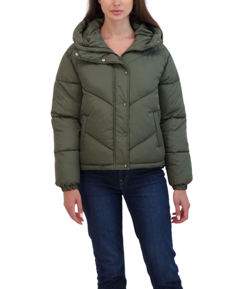 Women's Juniors' Short Hooded Puffer Jacket
