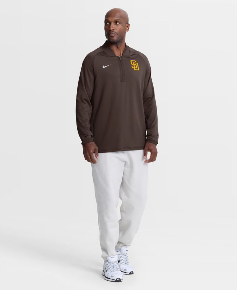 Men's Brown San Diego Padres Authentic Collection Dri-FIT Raglan Half-Zip Pullover Sweatshirt