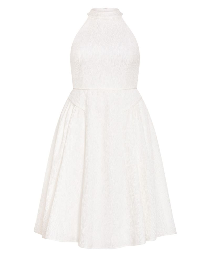 Plus Size Halter Jacquard A-Line Midi Dress