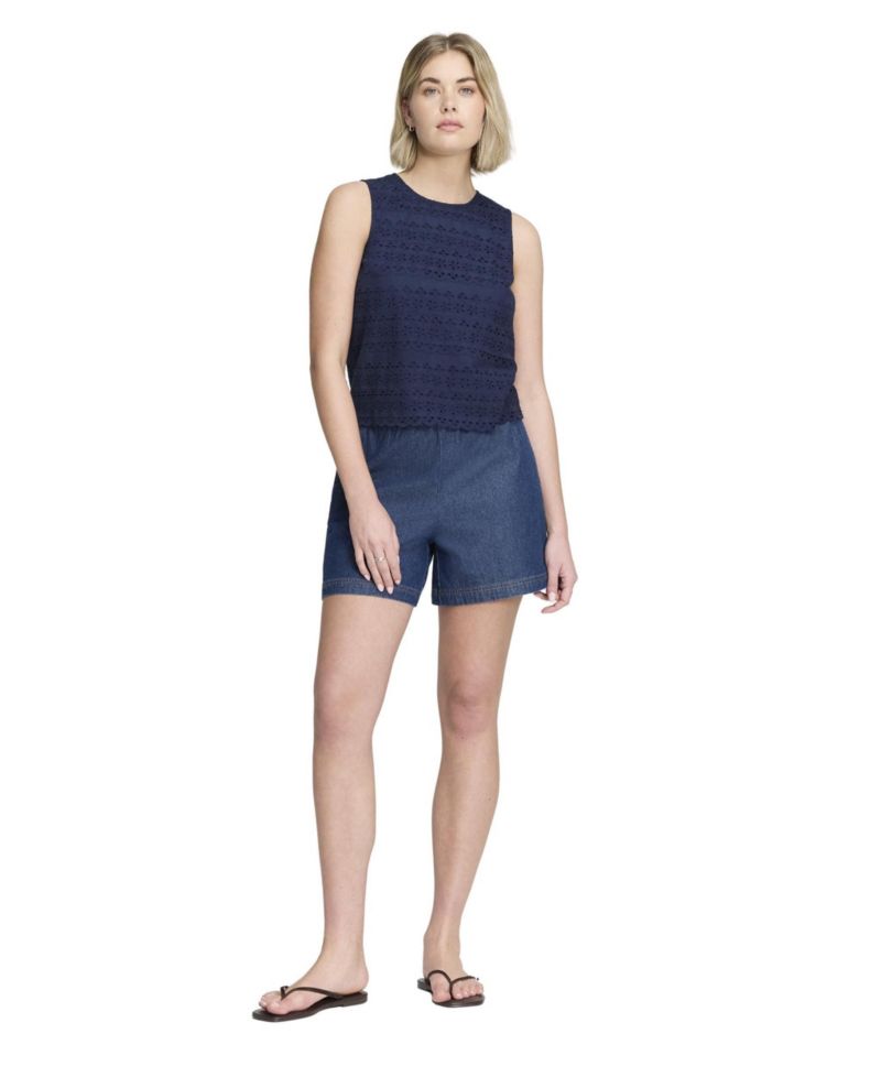 Women's Gloria Eyelet Cotton Crewneck Blouse