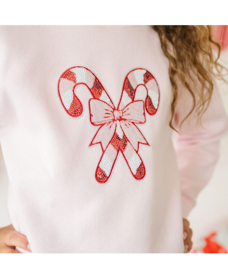 Girls Candy Cane Patch Christmas Sweatshirt