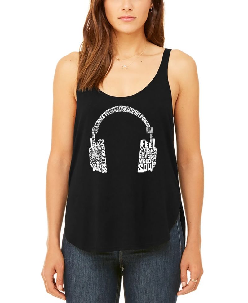 Women's Mood Headphones Premium Word Art Flowy Tank Top