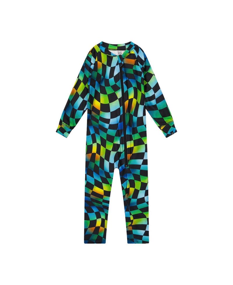 Baby Boys One Piece Thermal Underwear Checkered Print