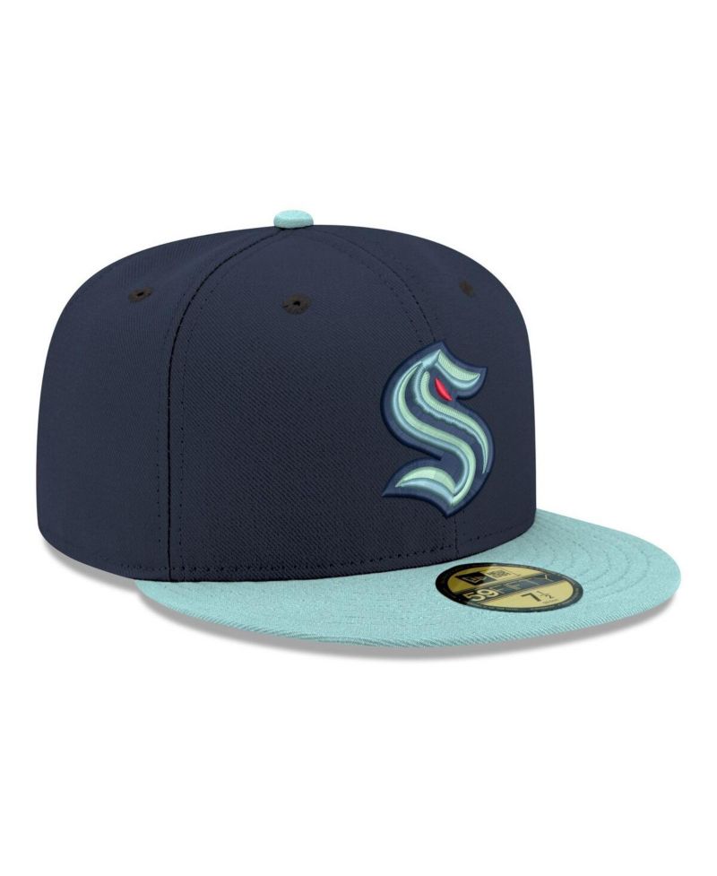 Men's Navy Seattle Kraken Core Logo Two-Tone 59FIFTY Fitted Hat