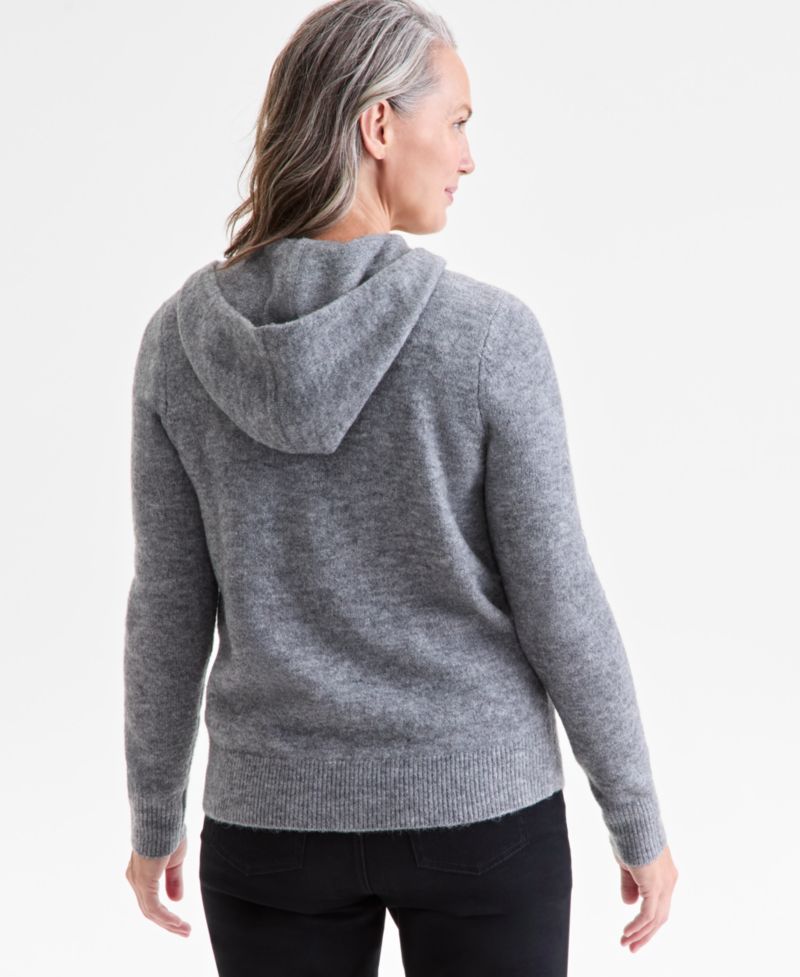 Petite Luxsoft Full-Zip Hoodie Sweater,