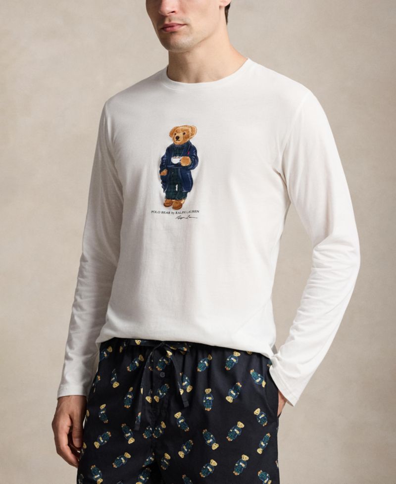 Men's Polo Bear Long-Sleeve Top and Pants, 2-Piece Set