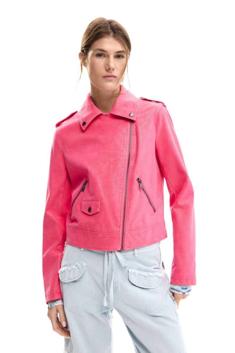Women's Biker jacket leather effect