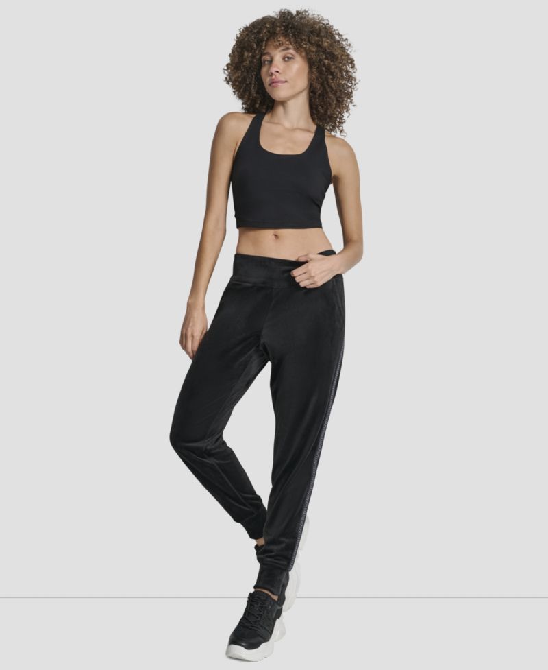 Women's Super Soft Velour Cuffed Metallic Logo Joggers