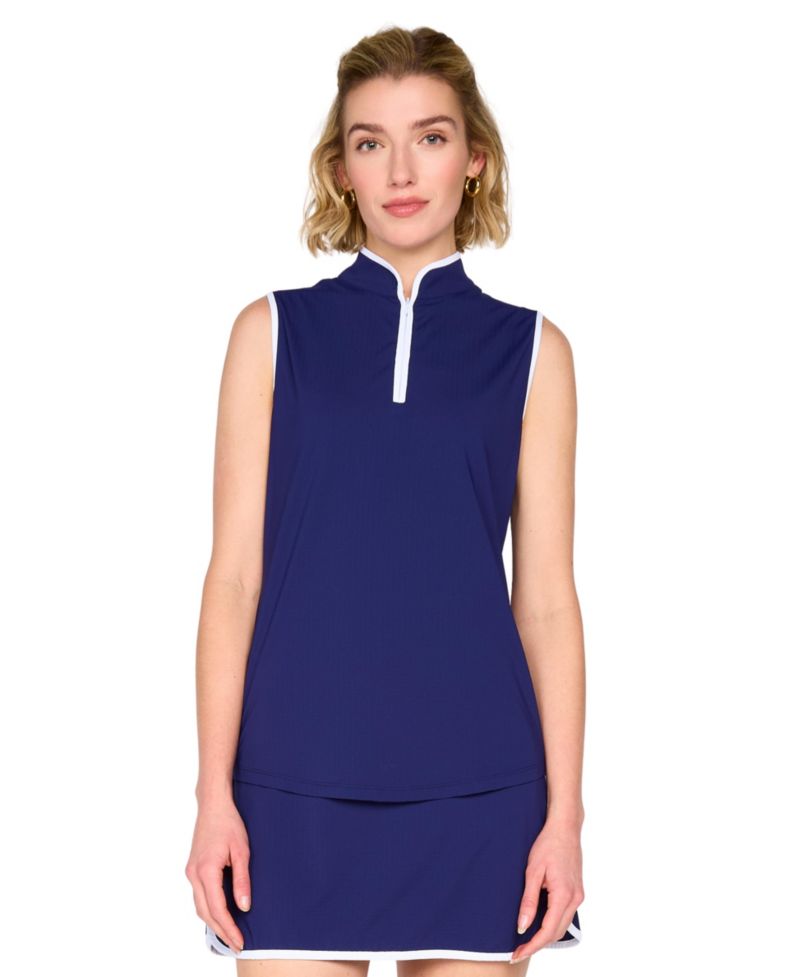 Women's Tee It Up Mock Neck Piping Sleeveless Tank