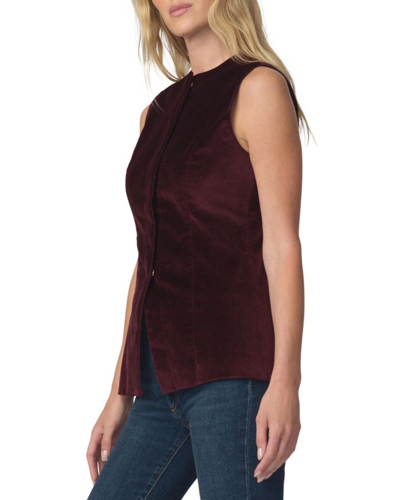 Women's Velveteen Sleeveless Button-Front Vest