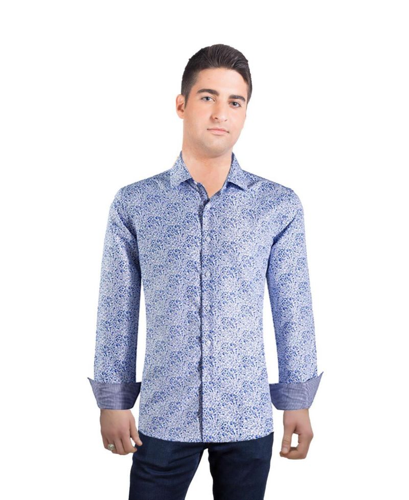 Men's Slim Fit Floral Button-Down Shirt