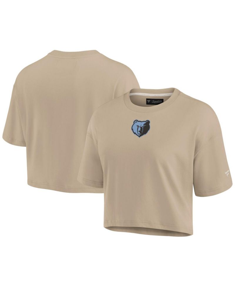 Women's Khaki Memphis Grizzlies Elements Super Soft Boxy Cropped T-Shirt