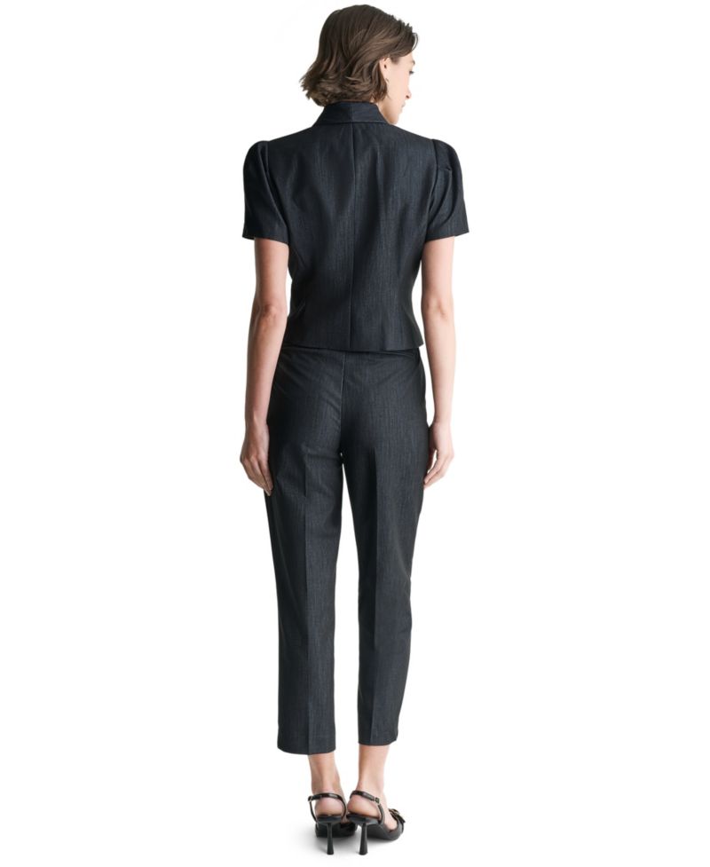 Women's Puff Short-Sleeve Cropped Double-Breasted Jacket