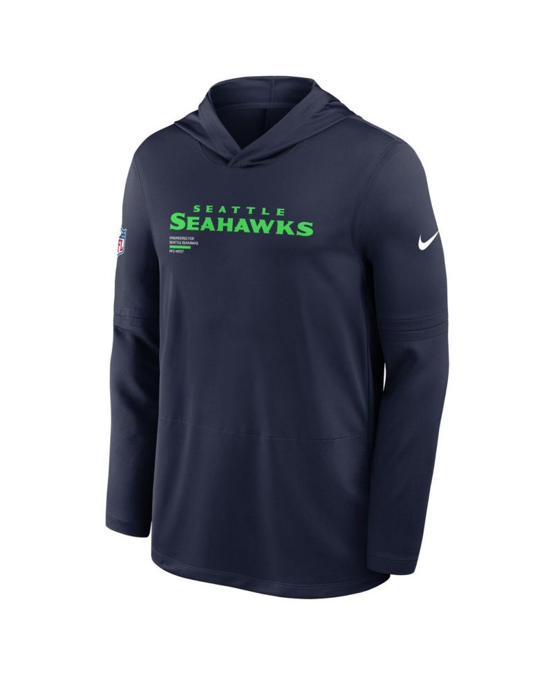 Men's College Navy Seattle Seahawks Sideline Pure Fury Performance Long Sleeve Hoodie T-Shirt