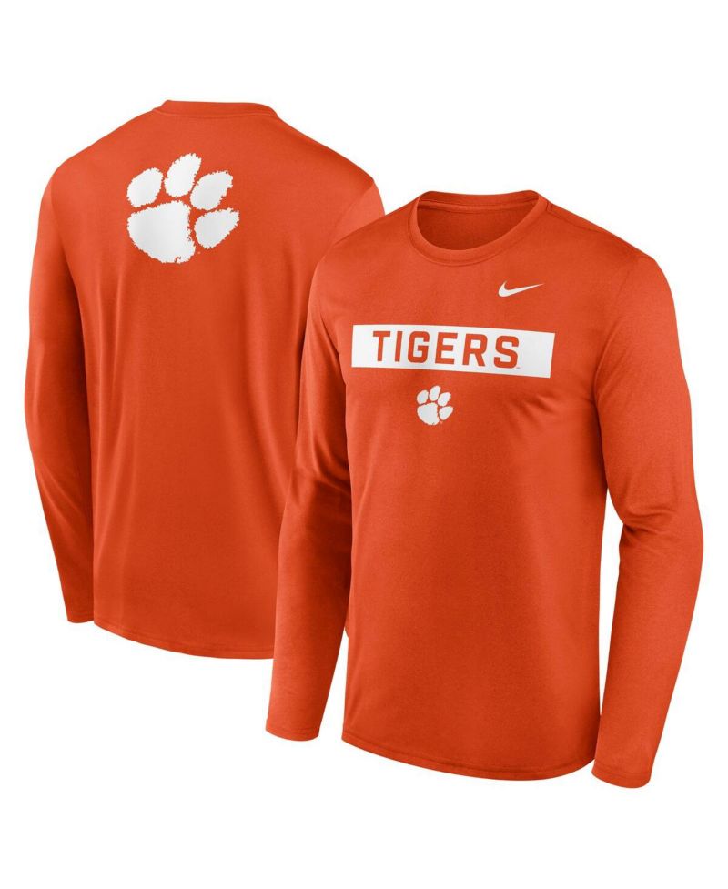 Men's Orange Clemson Tigers Primetime Campus 2-Hit Legend Long Sleeve T-Shirt